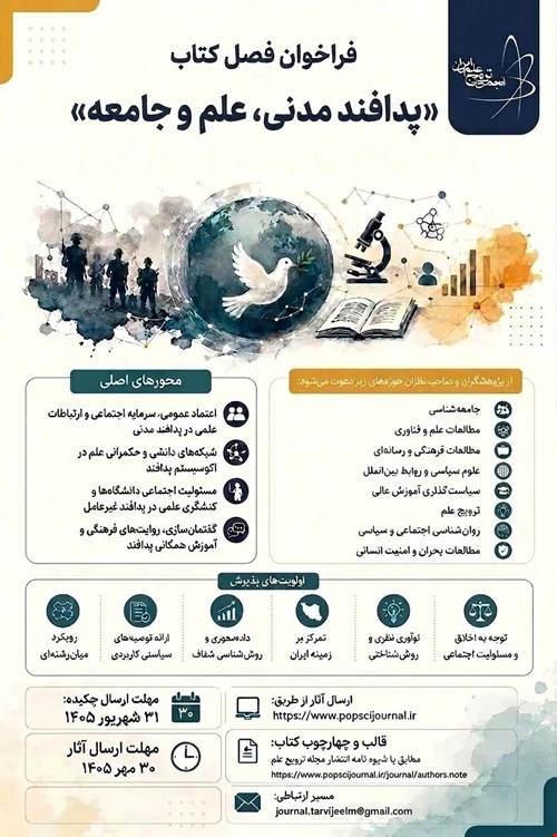 فراخوان پیشنهاد فصل کتاب: پدافند مدنی، علم و جامعه
