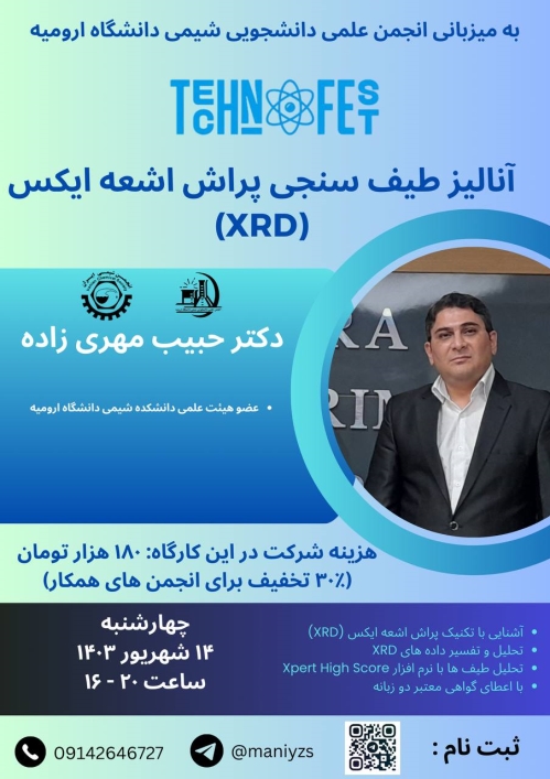 کارگاه آموزشی طیف سنجی پراش اشعه ایکس (XRD)